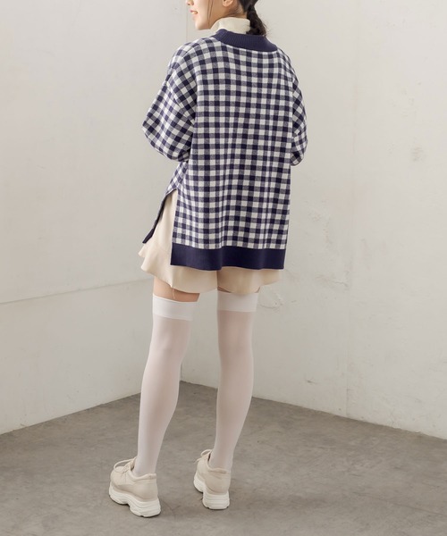 OLIVE des OLIVE（オリーブデオリーブ）の「ギンガムチュニックニット（ニット/セーター・レディース・ブラック/ベージュ/ネイビー/グリーン・FREE）」の15枚目の写真