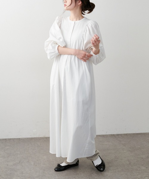 PUAL CE CIN（ピュアルセシン）の「【Du noir】タイプライターワンピース（ワンピース・レディース・ホワイト/ブラック/ベージュ・FREE）」の4枚目の写真