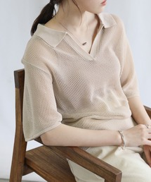 select MOCA | 2022 SS スキッパーメッシュ編みプルオーバー(Tシャツ/カットソー)