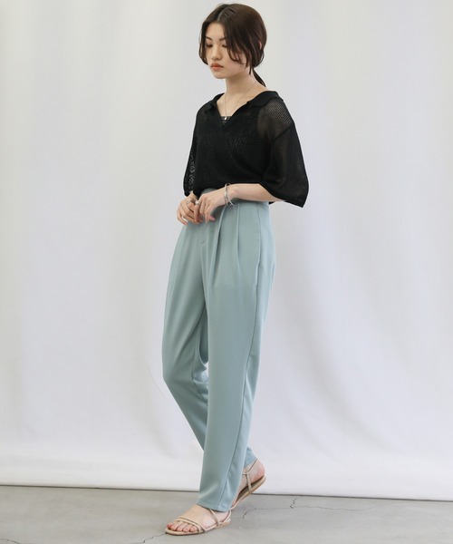 select MOCA（セレクトモカ）の「スキッパーメッシュ編みプルオーバー（Tシャツ/カットソー・レディース・ブラック/オレンジ/アイボリー・FREE）」の6枚目の写真