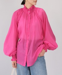 ＡＮＤＪ | 【ANDJ MADE】【2022/SS】襟シャーリングフリルスタンドカラーシアーブラウス(シャツ/ブラウス)