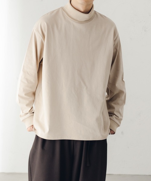 epnok(エプノック)の「タートルネックルーズロンT(Tシャツ/カットソー・メンズ・ブラック/ナチュラル/グレイッシュベージュ・SMALL/MEDIUM/LARGE)」の3枚目の写真