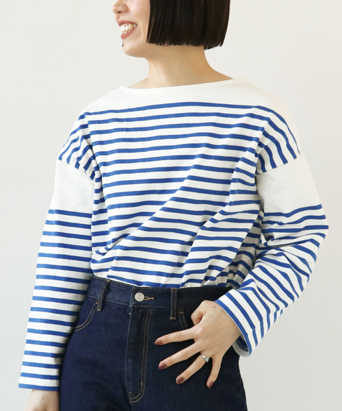 Simplicite(サンプリシテ)の「バスクパネル ボーダープルオーバー◆(Tシャツ/カットソー・レディース・ブラック/グリーン/ブルー系その他・FREE)」の3枚目の写真