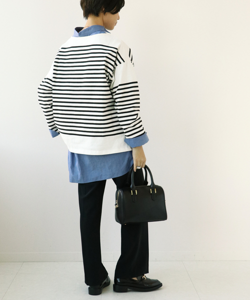 Simplicite(サンプリシテ)の「バスクパネル ボーダープルオーバー◆(Tシャツ/カットソー・レディース・ブラック/グリーン/ブルー系その他・FREE)」の7枚目の写真