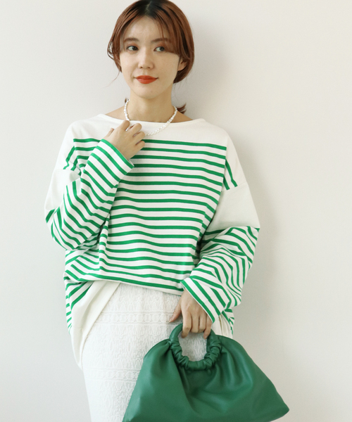 Simplicite(サンプリシテ)の「バスクパネル ボーダープルオーバー◆(Tシャツ/カットソー・レディース・ブラック/グリーン/ブルー系その他・FREE)」の8枚目の写真