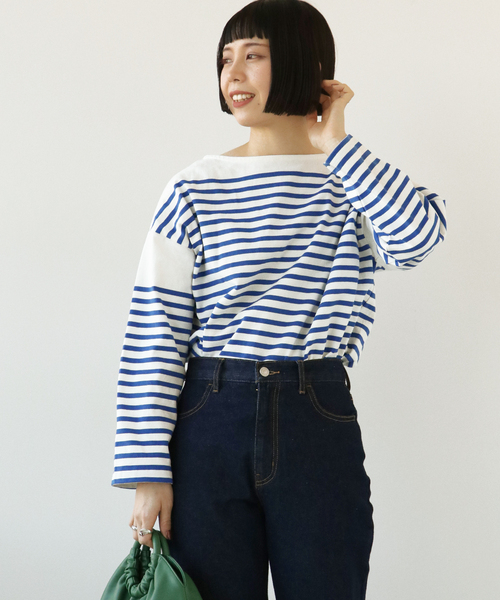 Simplicite(サンプリシテ)の「バスクパネル ボーダープルオーバー◆(Tシャツ/カットソー・レディース・ブラック/グリーン/ブルー系その他・FREE)」の12枚目の写真