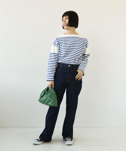 Simplicite(サンプリシテ)の「バスクパネル ボーダープルオーバー◆(Tシャツ/カットソー・レディース・ブラック/グリーン/ブルー系その他・FREE)」の13枚目の写真