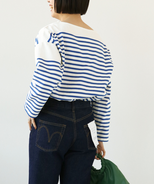 Simplicite(サンプリシテ)の「バスクパネル ボーダープルオーバー◆(Tシャツ/カットソー・レディース・ブラック/グリーン/ブルー系その他・FREE)」の14枚目の写真