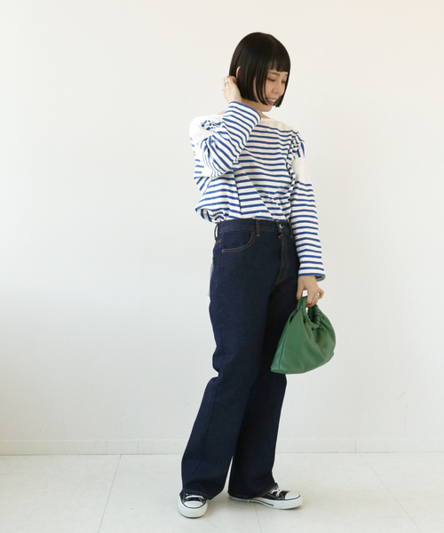 Simplicite(サンプリシテ)の「バスクパネル ボーダープルオーバー◆(Tシャツ/カットソー・レディース・ブラック/グリーン/ブルー系その他・FREE)」の15枚目の写真