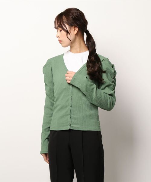 STYLEBLOCK(スタイルブロック)の「シャーリングカットソータックスリーブカーディガン(カーディガン/ボレロ・レディース・ブラック/ライトブルー/アイボリー/グリーン・M)」の1枚目の写真