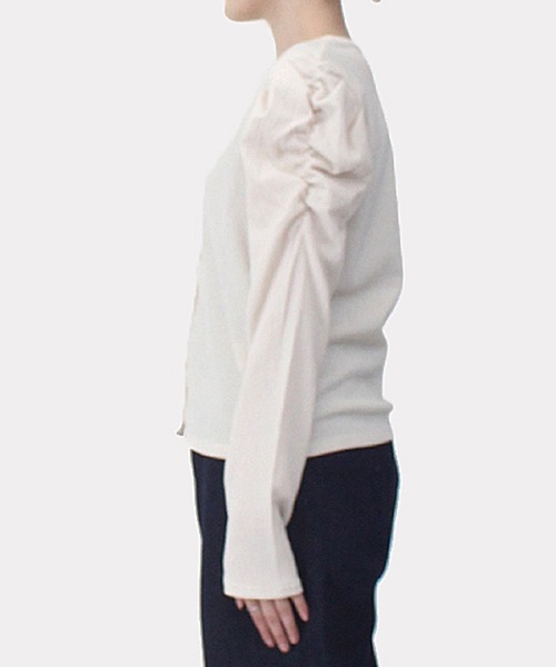 STYLEBLOCK(スタイルブロック)の「シャーリングカットソータックスリーブカーディガン(カーディガン/ボレロ・レディース・ブラック/ライトブルー/アイボリー/グリーン・M)」の8枚目の写真