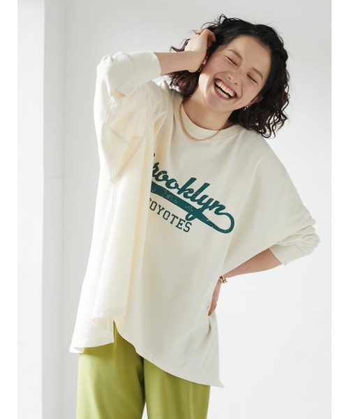 SEVENDAYS=SUNDAY(セブンデイズサンデイ)の「ミニ裏毛カレッジサイドスリッドプルオーバー *◆(スウェット・レディース・アイボリー/グリーン/レッド/チャコールグレー・M/L)」の21枚目の写真