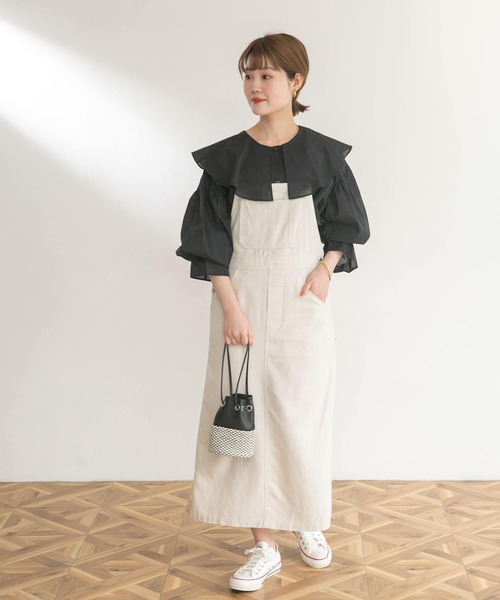 UR Lab.（アーバンリサーチラボ）の「コットンラッフルカラーブラウス（Tシャツ/カットソー・レディース・ベージュ/ブラック/カーキ・FREE）」の6枚目の写真