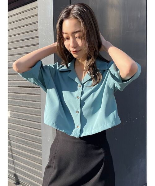 EMODA（エモダ）の「オーバーショートシャツ（シャツ/ブラウス・レディース・ホワイト/ブラック/ブルー/その他・FREE）」の4枚目の写真