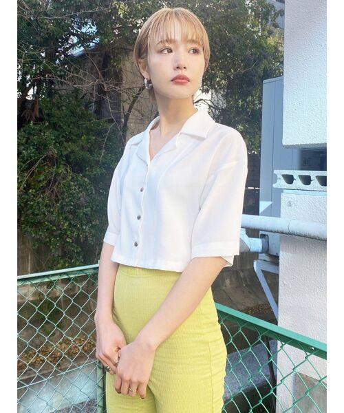 EMODA（エモダ）の「オーバーショートシャツ（シャツ/ブラウス・レディース・ホワイト/ブラック/ブルー/その他・FREE）」の5枚目の写真