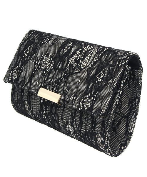 ROSE BUD（ローズバッド）の「(LL ACCESSORIES) B501I LACE CLUTCH BAG[結婚式＆パーティー]（クラッチバッグ・レディース・ブラック/ベージュ・ONE SIZE）」の13枚目の写真