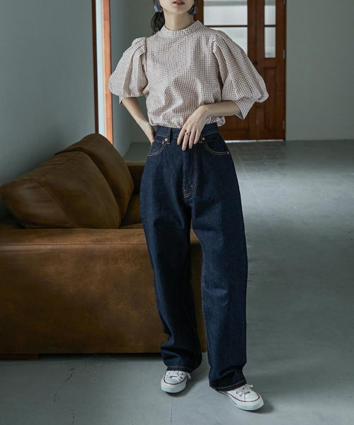 Fashion Letter（ファッションレター）の「バックリボンボリュームスリーブハイネックブラウス（シャツ/ブラウス・レディース・ベージュ/グリーン/サックスブルー/ブラック・M）」の6枚目の写真