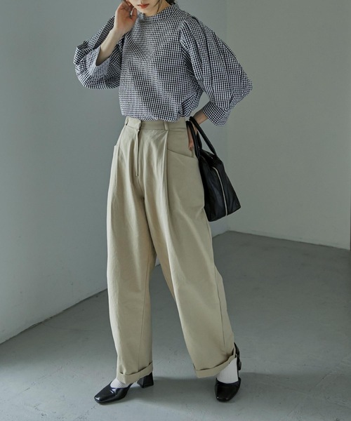 Fashion Letter（ファッションレター）の「バックリボンボリュームスリーブハイネックブラウス（シャツ/ブラウス・レディース・ベージュ/グリーン/サックスブルー/ブラック・M）」の13枚目の写真