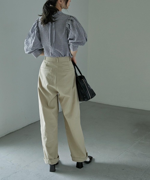 Fashion Letter（ファッションレター）の「バックリボンボリュームスリーブハイネックブラウス（シャツ/ブラウス・レディース・ベージュ/グリーン/サックスブルー/ブラック・M）」の14枚目の写真