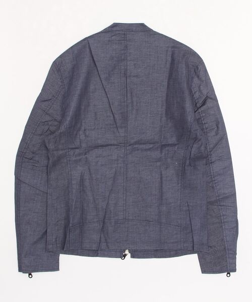 HIGH STREET(ハイストリート)の「HIGH STREET∴リネンビスコースシングルライダース(ライダースジャケット・メンズ・グレー/ブルー・S/M/L)」の3枚目の写真
