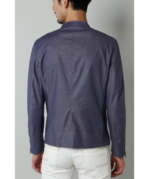 HIGH STREET(ハイストリート)の「HIGH STREET∴リネンビスコースシングルライダース(ライダースジャケット・メンズ・グレー/ブルー・S/M/L)」の7枚目の写真