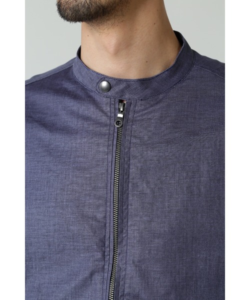 HIGH STREET(ハイストリート)の「HIGH STREET∴リネンビスコースシングルライダース(ライダースジャケット・メンズ・グレー/ブルー・S/M/L)」の8枚目の写真