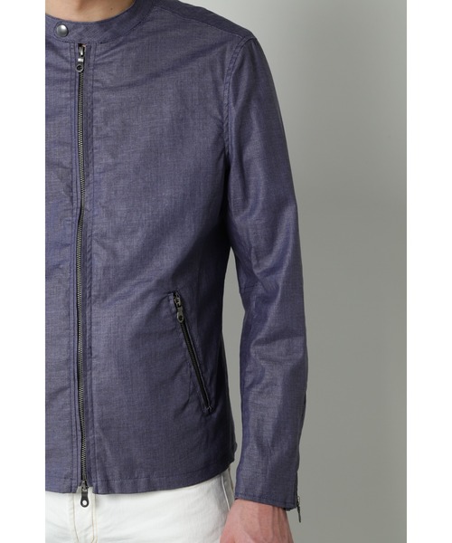 HIGH STREET(ハイストリート)の「HIGH STREET∴リネンビスコースシングルライダース(ライダースジャケット・メンズ・グレー/ブルー・S/M/L)」の9枚目の写真