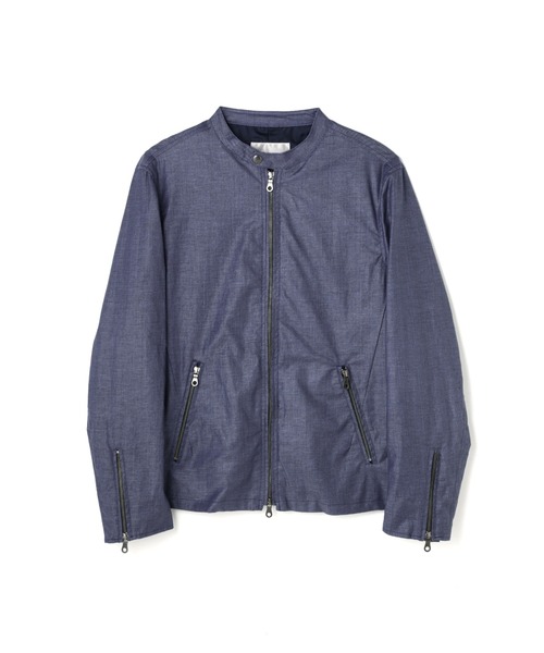 HIGH STREET(ハイストリート)の「HIGH STREET∴リネンビスコースシングルライダース(ライダースジャケット・メンズ・グレー/ブルー・S/M/L)」の12枚目の写真