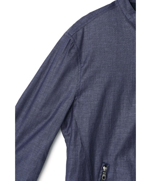HIGH STREET(ハイストリート)の「HIGH STREET∴リネンビスコースシングルライダース(ライダースジャケット・メンズ・グレー/ブルー・S/M/L)」の14枚目の写真