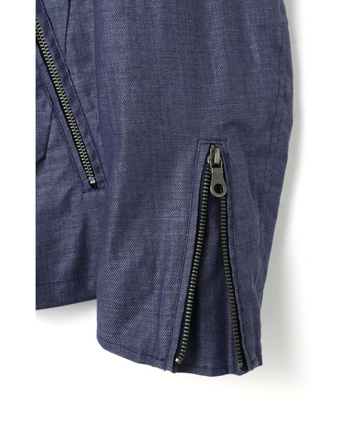 HIGH STREET(ハイストリート)の「HIGH STREET∴リネンビスコースシングルライダース(ライダースジャケット・メンズ・グレー/ブルー・S/M/L)」の16枚目の写真