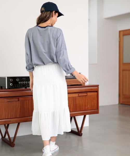 fifth（フィフス）の「ティアードミディ丈スカート（スカート・レディース・ホワイト/ブラック/ミント・M）」の7枚目の写真