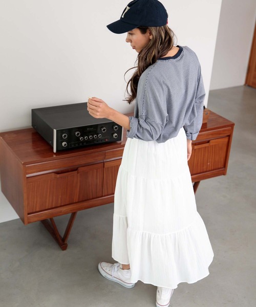 fifth（フィフス）の「ティアードミディ丈スカート（スカート・レディース・ホワイト/ブラック/ミント・M）」の8枚目の写真