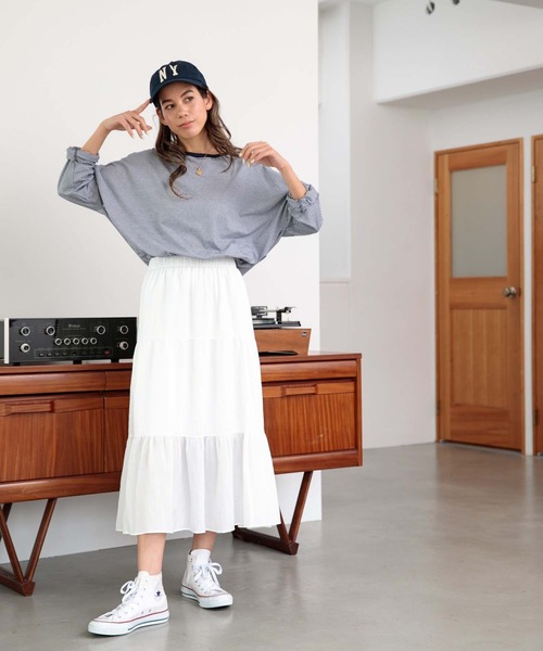 fifth（フィフス）の「ティアードミディ丈スカート（スカート・レディース・ホワイト/ブラック/ミント・M）」の9枚目の写真