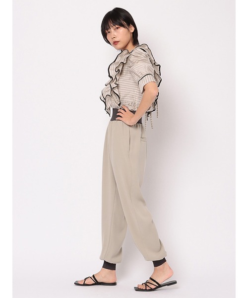 MECRE スラックス パンツ ジオメトリックプリントストレート