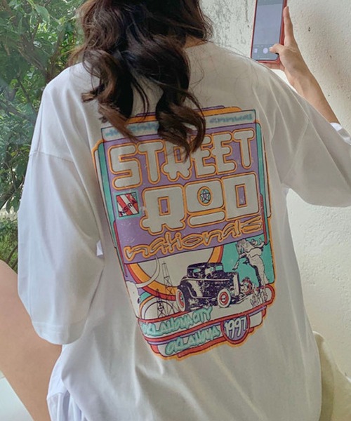 meJane（ミージェーン）の「コミックバックプリントTシャツ（Tシャツ/カットソー・レディース・ホワイト/ピンク/コーラル・FREE）」の8枚目の写真