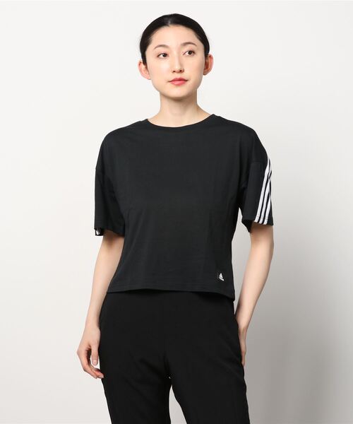 adidas（アディダス）の「アディダス adidas フューチャーアイコン 3ストライプ 半袖（Tシャツ/カットソー・レディース・ホワイト/ブラック/ブルーグレー・S/M/L/XL）」の2枚目の写真