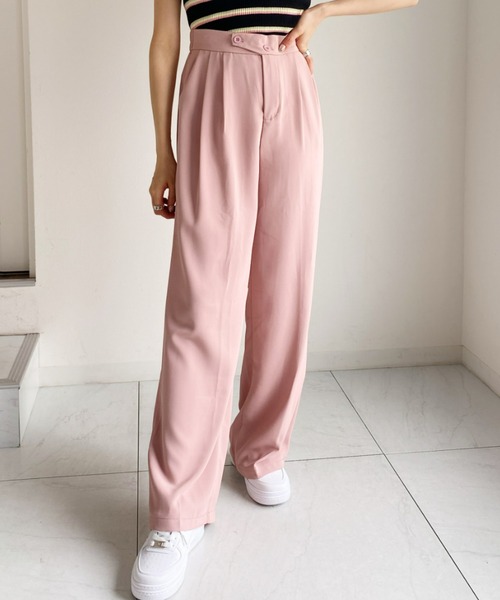 at12:03（アットイチニーゼロサン）の「ハイウエストベルトデザインスラックス（スラックス・レディース・ホワイト/ブラック/ブラウン/ピンク・FREE）」の4枚目の写真