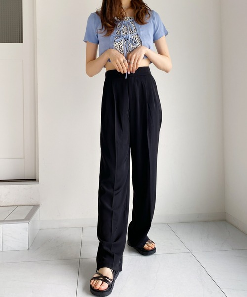 at12:03（アットイチニーゼロサン）の「ハイウエストベルトデザインスラックス（スラックス・レディース・ホワイト/ブラック/ブラウン/ピンク・FREE）」の10枚目の写真