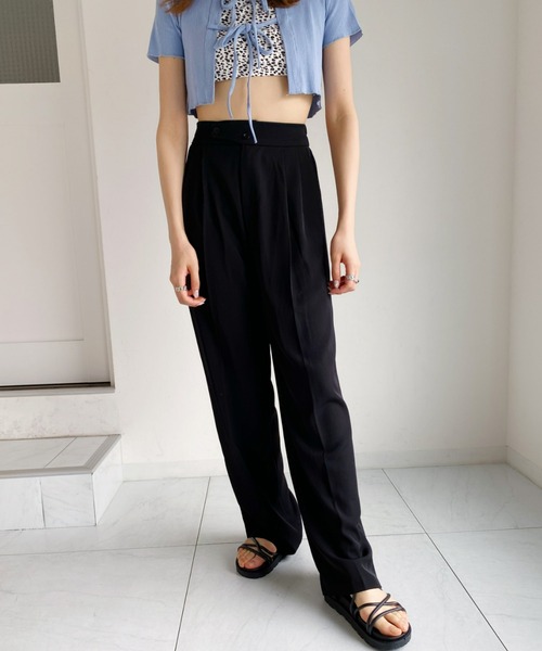 at12:03（アットイチニーゼロサン）の「ハイウエストベルトデザインスラックス（スラックス・レディース・ホワイト/ブラック/ブラウン/ピンク・FREE）」の5枚目の写真