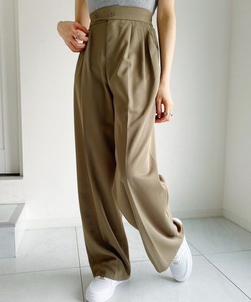 at12:03（アットイチニーゼロサン）の「ハイウエストベルトデザインスラックス（スラックス・レディース・ホワイト/ブラック/ブラウン/ピンク・FREE）」の14枚目の写真