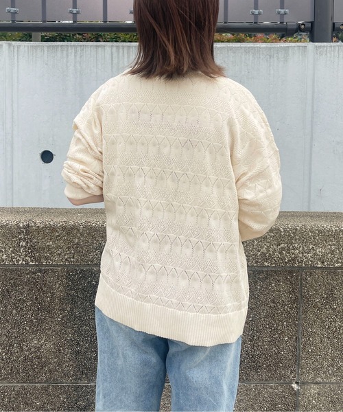 PairPair（ペアペア）の「【ペットとリンクコーデ】透かし編みカーディガン（カーディガン/ボレロ・レディース・アイボリー/グレイッシュブルー・フリー）」の18枚目の写真