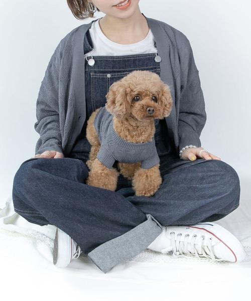 PairPair（ペアペア）の「【ペットとリンクコーデ】透かし編みカーディガン（カーディガン/ボレロ・レディース・アイボリー/グレイッシュブルー・フリー）」の9枚目の写真