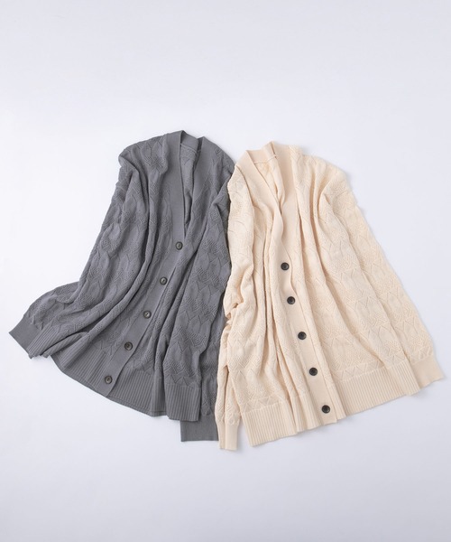 PairPair（ペアペア）の「【ペットとリンクコーデ】透かし編みカーディガン（カーディガン/ボレロ・レディース・アイボリー/グレイッシュブルー・フリー）」の10枚目の写真