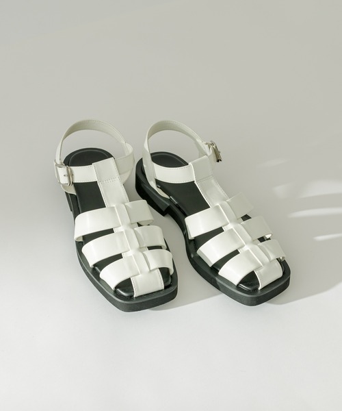 mystic（ミスティック）の「スクエアグルカサンダル（スリッポン・レディース・ホワイト/ブラック・38/36/37）」の2枚目の写真