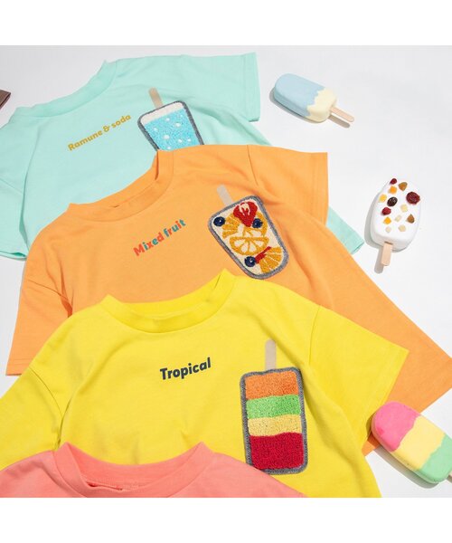 BREEZE（ブリーズ）の「アイスワッペンTシャツ（Tシャツ/カットソー・キッズ・ライトグレー/ベージュ/パープル/ブラウン/オフホワイト/ピンク/ライム/オレンジ/ミント/レインボー・90/100/110/120/80/130/140）」の14枚目の写真