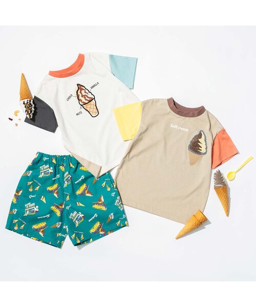 BREEZE（ブリーズ）の「アイスワッペンTシャツ（Tシャツ/カットソー・キッズ・ライトグレー/ベージュ/パープル/ブラウン/オフホワイト/ピンク/ライム/オレンジ/ミント/レインボー・90/100/110/120/80/130/140）」の16枚目の写真