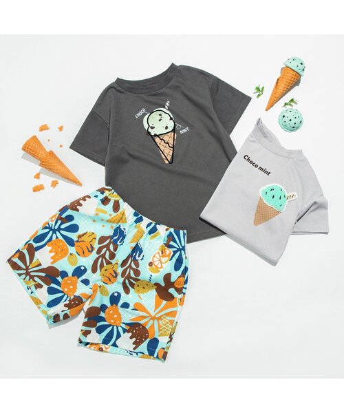 BREEZE（ブリーズ）の「アイスワッペンTシャツ（Tシャツ/カットソー・キッズ・ライトグレー/ベージュ/パープル/ブラウン/オフホワイト/ピンク/ライム/オレンジ/ミント/レインボー・90/100/110/120/80/130/140）」の18枚目の写真