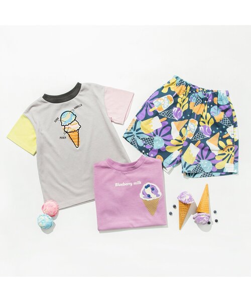 BREEZE（ブリーズ）の「アイスワッペンTシャツ（Tシャツ/カットソー・キッズ・ライトグレー/ベージュ/パープル/ブラウン/オフホワイト/ピンク/ライム/オレンジ/ミント/レインボー・90/100/110/120/80/130/140）」の22枚目の写真