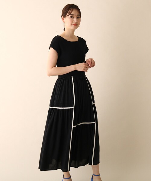 OPAQUE.CLIP（オペークドットクリップ）の「◆異素材ドッキングフレアワンピース（ワンピース・レディース・ライトグレー/ブラック・38/36）」の16枚目の写真