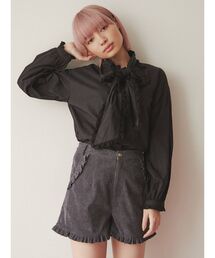 フリルリボンボウタイブラウス